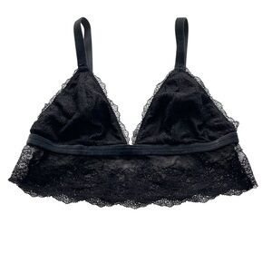 Victoria's Secret Lace Longline Bralette Sz M Black Gothic Wicked Ethereal